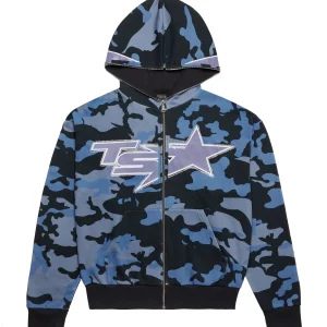 Sweat à capuche Trapstar TS Star Camo bleu