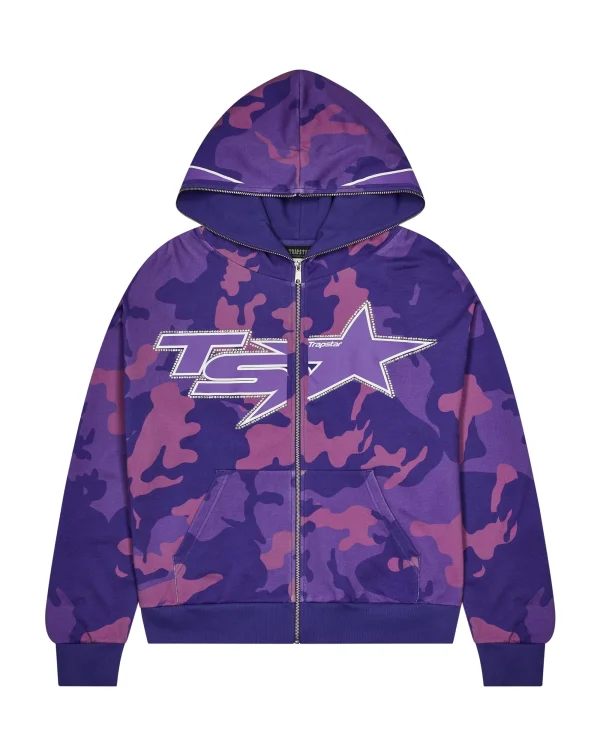 SWEAT À CAPUCHE 100% COTON IMPRIMÉ CAMO ALLOVER IMPRIMÉ LOGO TS STAR ET DIAMANT SUR LA POITRINE ÉTOILE ET BULLE DE DISCOURS « C'EST UN SECRET » IMPRIMÉ SUR LA CAPOT FERMETURE À ZIP COMPLÈTE INCL. CAPOT LAVAGE À 30°C À L'ENVERS ÉTIQUETTE D'AUTHENTIFICATION OFFICIELLE CERTILOGO