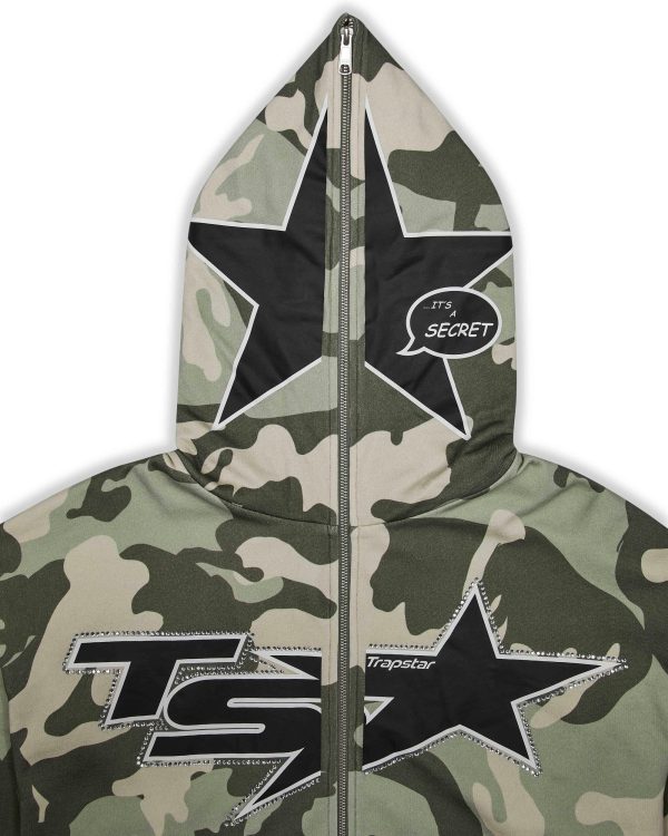 Sweat à capuche Trapstar TS Star Camo vert